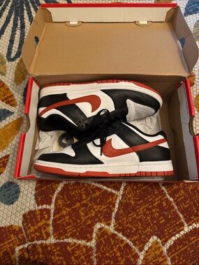 Nike Dunk Low Black White Red/Orange Swoosh